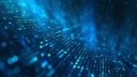 Abstract image of blue glowing lines and dots forming a digital, grid-like pattern, suggesting data flow or a futuristic technology concept.