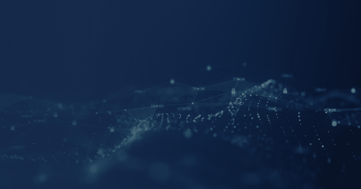 Abstract digital network visualization with glowing points, connecting lines, and lock icons on a dark blue background, symbolizing data or cybersecurity concepts—perfect for illustrating developments like the recent NVIDIA Hugging Face deal in AI security.